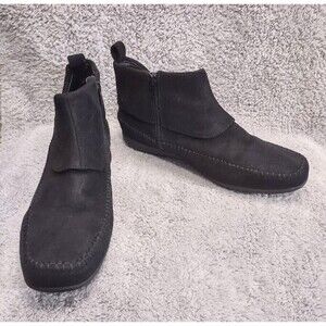Comfortview Ankle Moccasins Boots Women's Sz‎ 9.5 Black Casual Comfort Side Zip